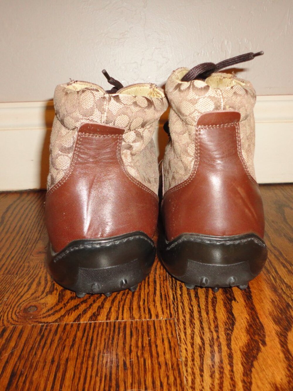 COACH Men's Brown Leather & Canvas Logo "Pelham" Ankle Boots Size 11.5 D - Picture 3 of 10